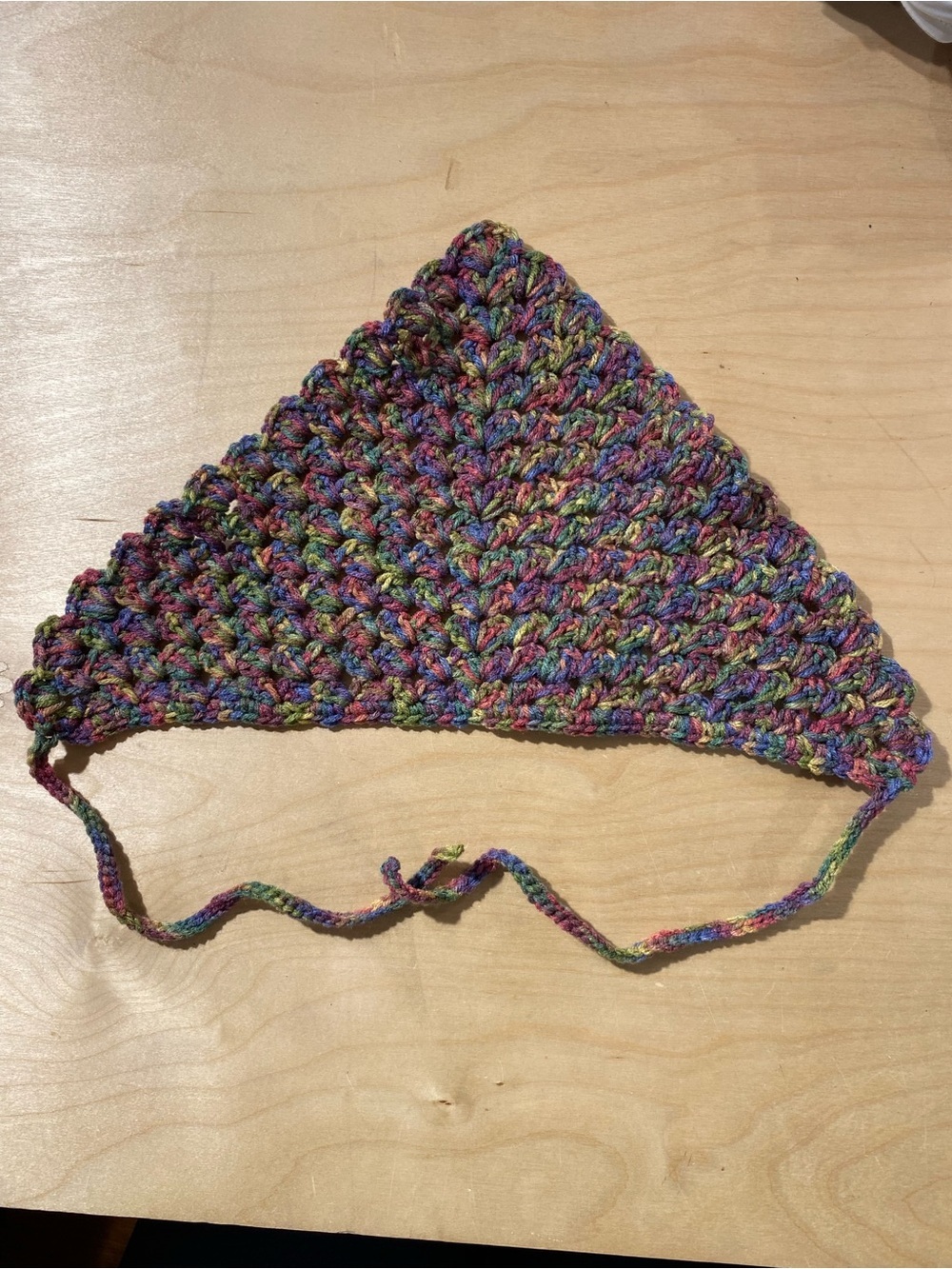 Hand-Crocheted Multicolor Triangle Bandanna (RZ) - Picture 8 of 10